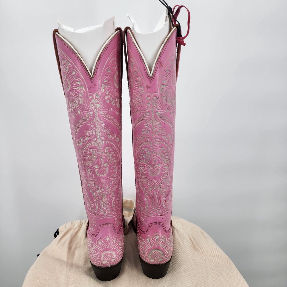 MYRA BAG Valentina Trail Hand Tooled Tall Pink Cowboy Boots 6-11NWT - Picture 11 of 16